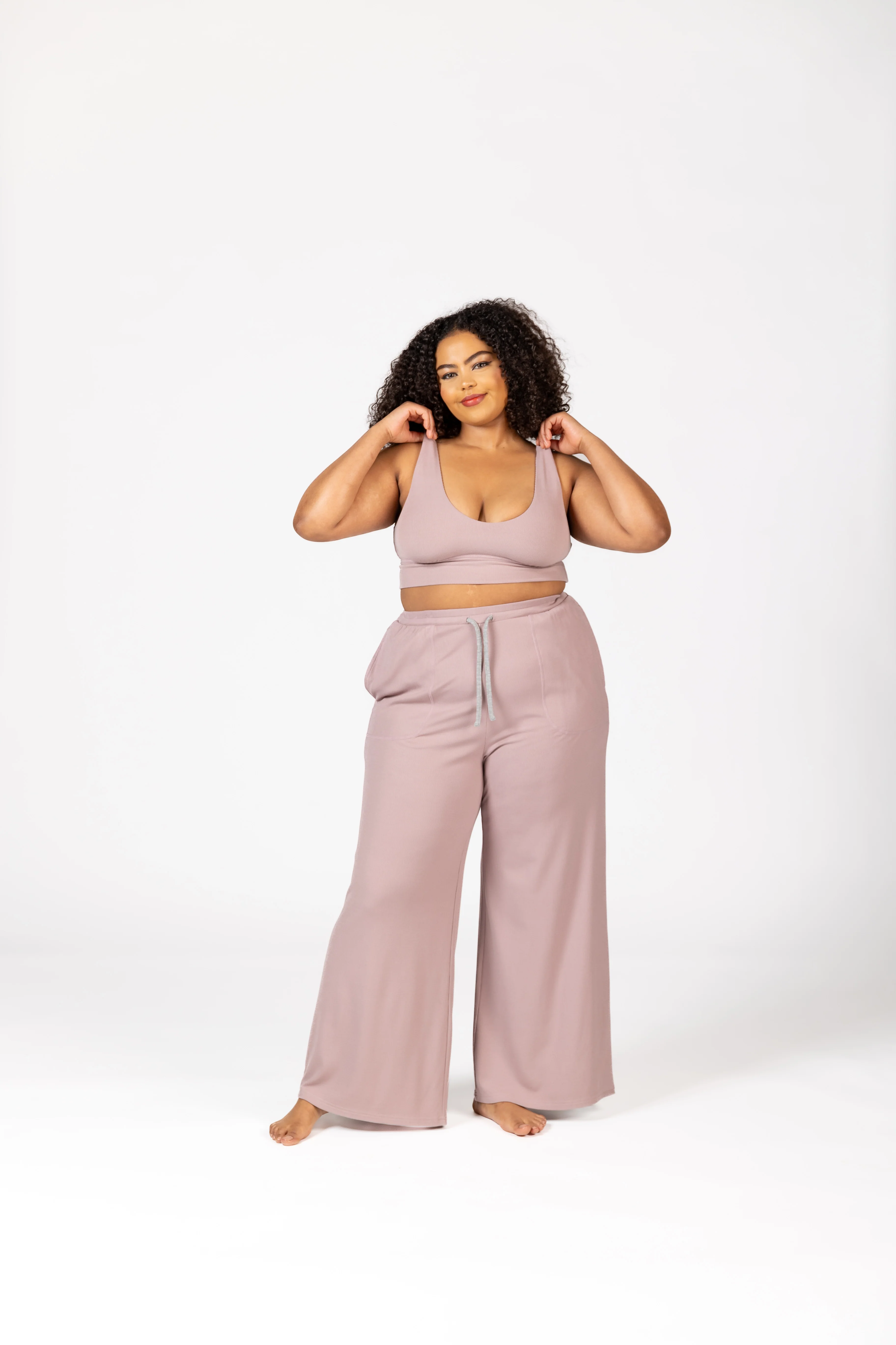 Soft Lounge Rib Wide Leg Pant - Image 15